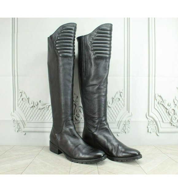 Kenneth Cole Think Ur Tough Black Leather Back Zip Tall Boots Size 6 M - Picture 3 of 9